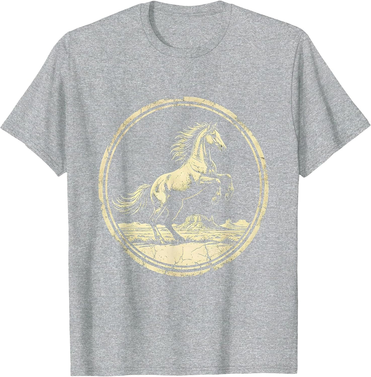 Men's Rearing Horse Desert Mesa Western Graphic T-Shirt - Heather Grey