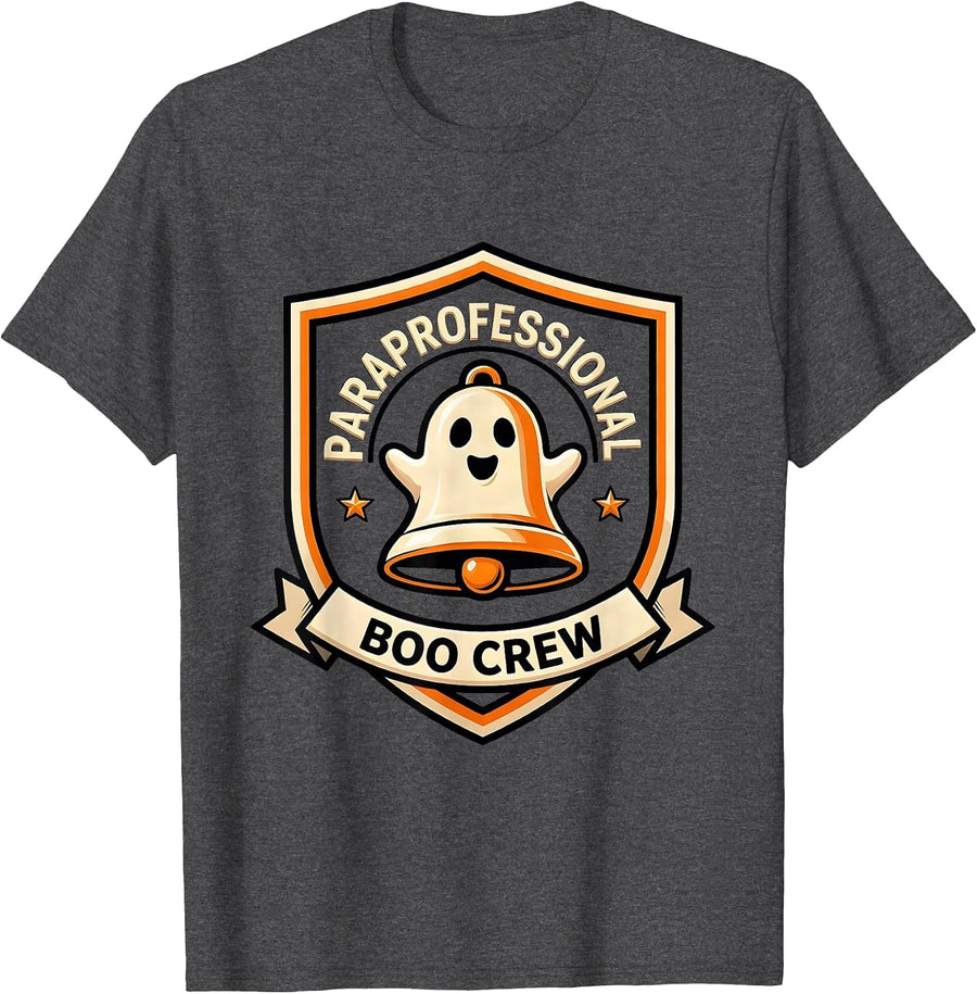 Men's Paraprofessional Boo Crew Funny School Staff Halloween T-Shirt - Dark Heather Grey
