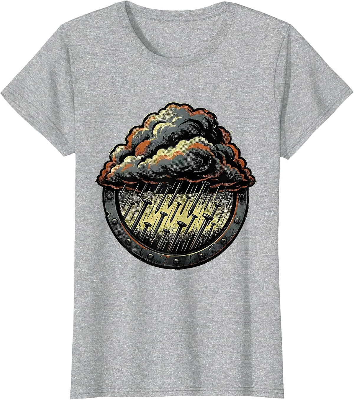 Grunge Storm Cloud Raining Nails Dark Art T-Shirt - Heather Grey