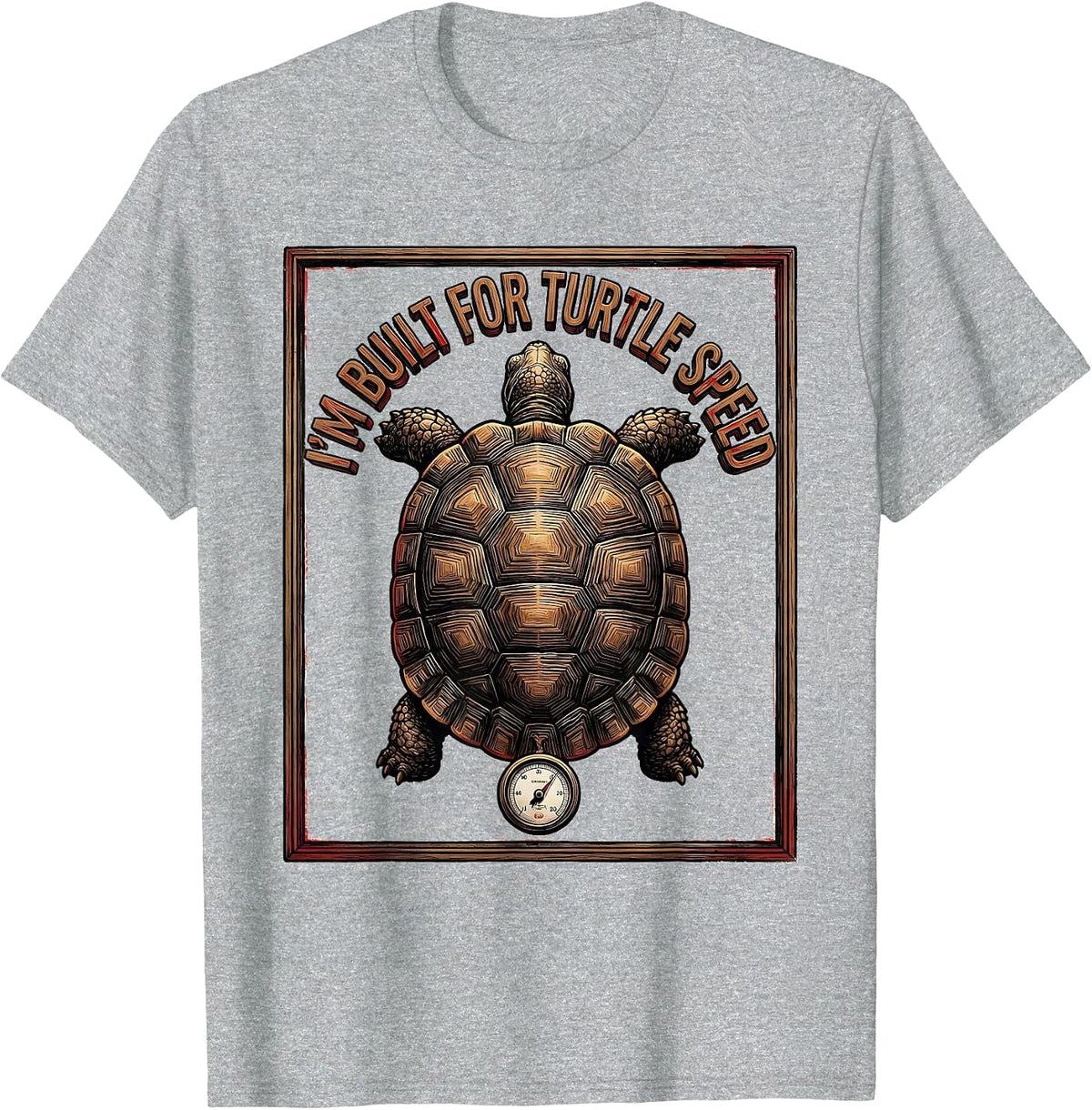 Men's I’m Built For Turtle Speed Funny Turtle Lover Wood Type T-Shirt - Heather Grey