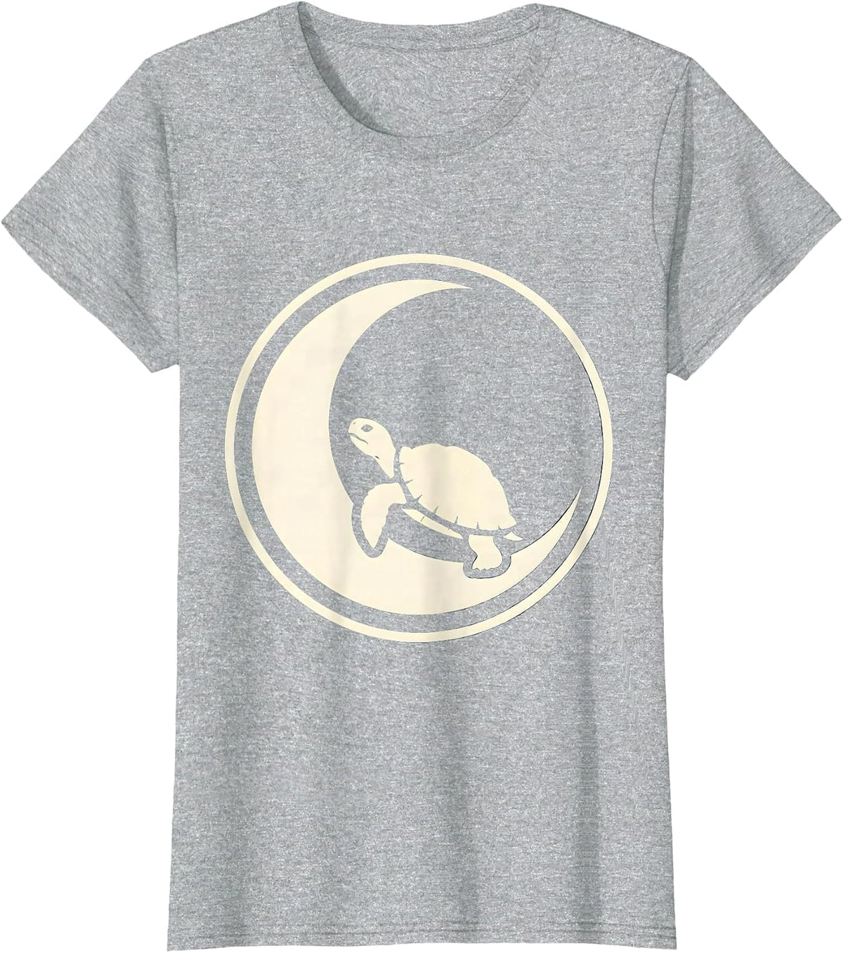 Turtle Silhouette Crescent Moon Nature Art T-Shirt - Heather Grey