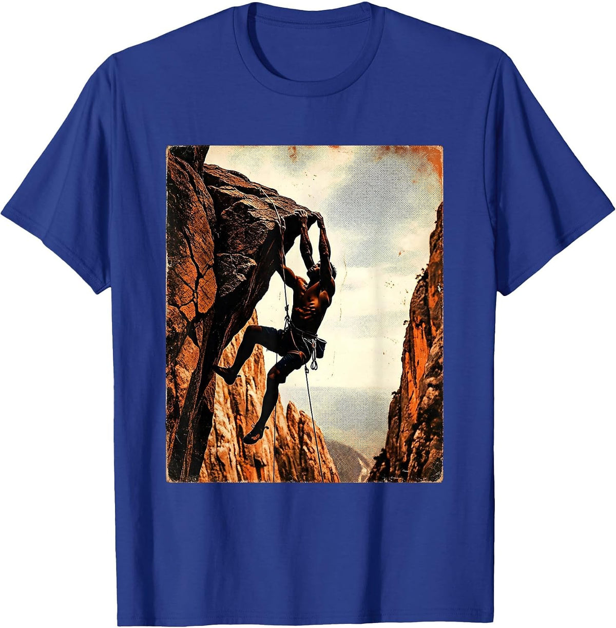 Rock Climber Reaching Summit Graphic Tee T-Shirt - Royal Blue