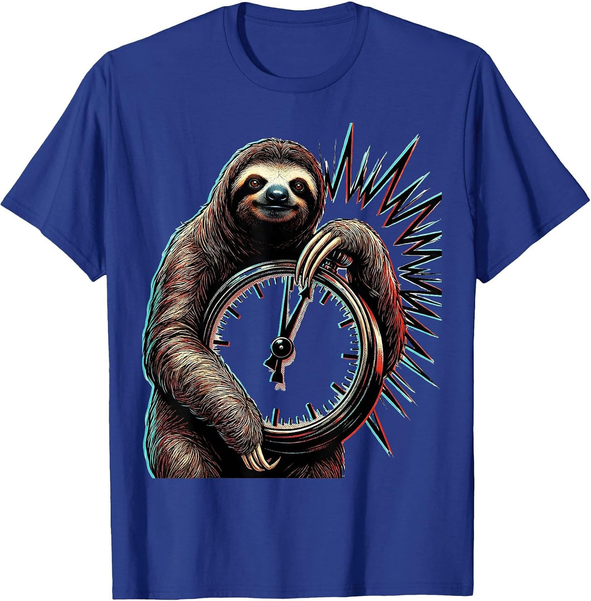 Calm Sloth Pop Art Funny Sloth Lover Humor T-Shirt - Royal Blue
