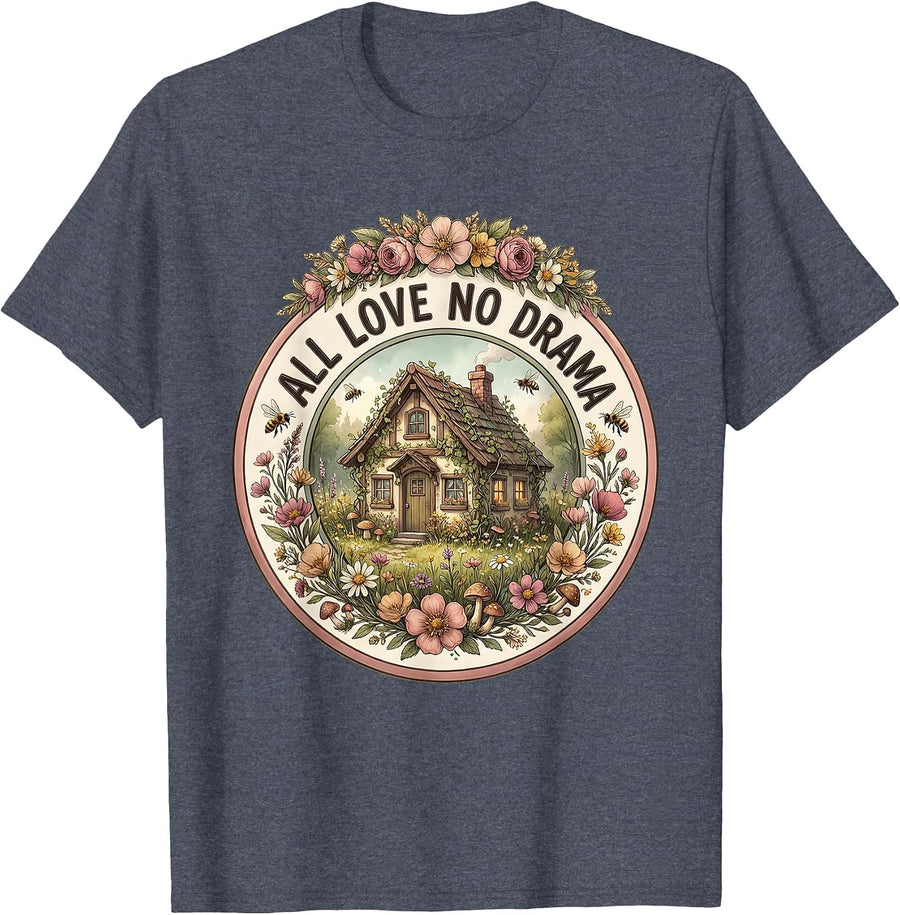 All Love No Drama Bride Wedding Design T-Shirt - Heather Blue