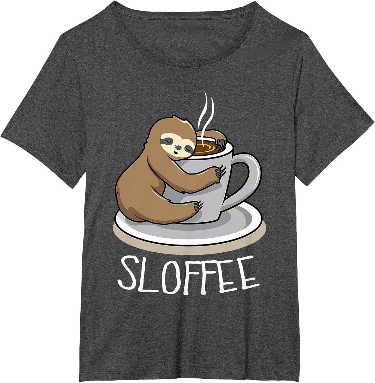Sloth Sleep at Cup of Coffee Funny Sloth Sloffee T-Shirt - Dark Heather Grey