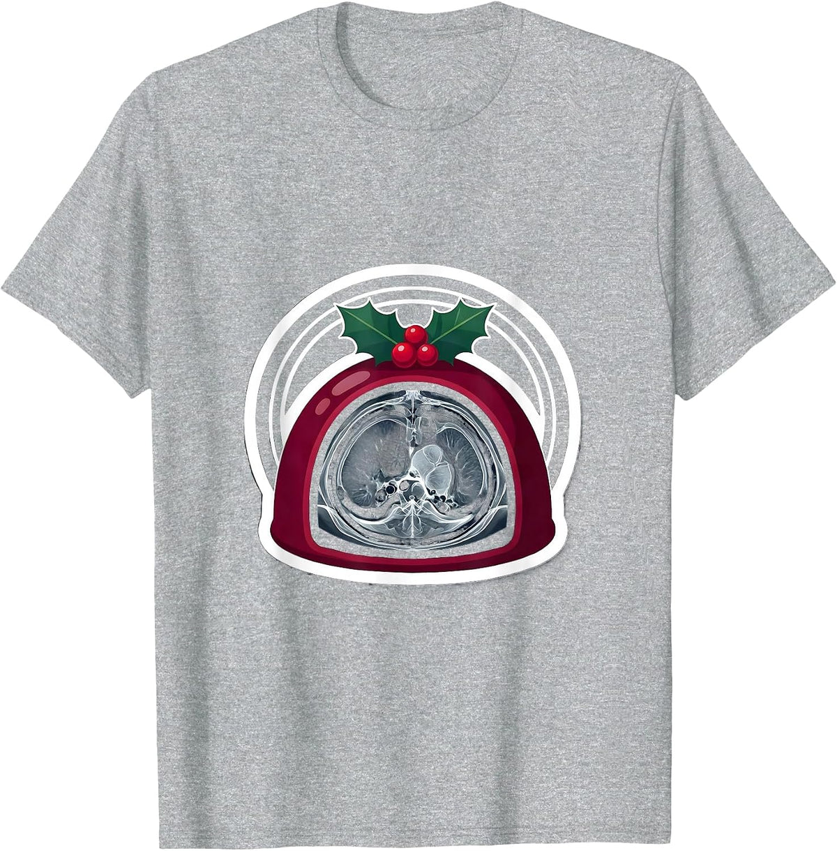 Men's Christmas Pudding Radiology Tech Humor Xray CT MRI T-Shirt - Heather Grey
