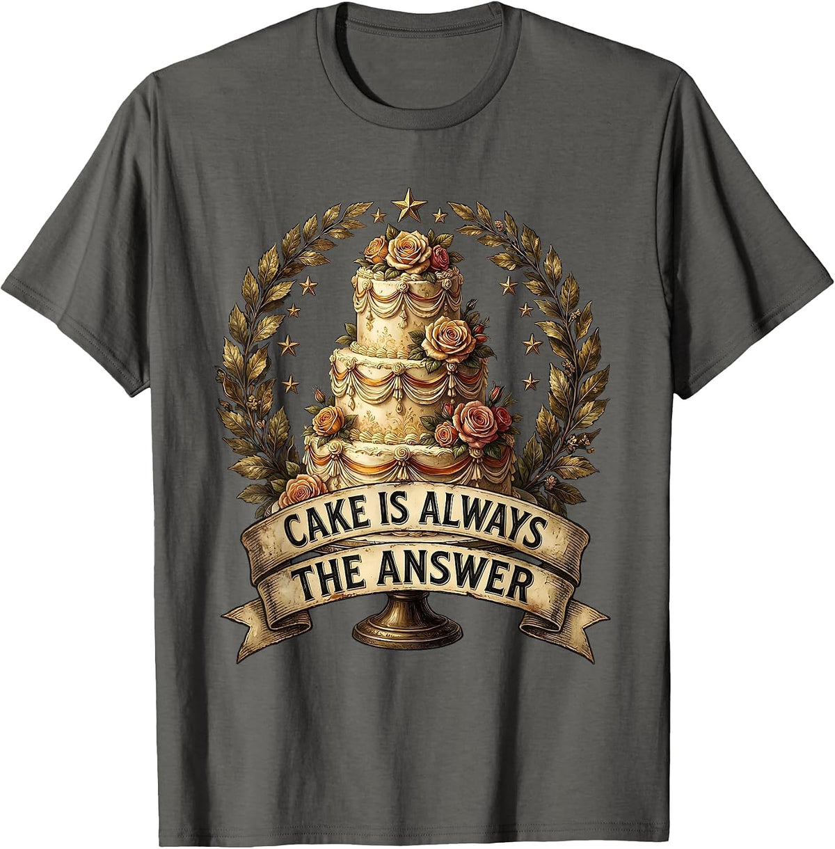 Cake Is Always The Answer Birthday Girl Design T-Shirt - Asphalt Grey