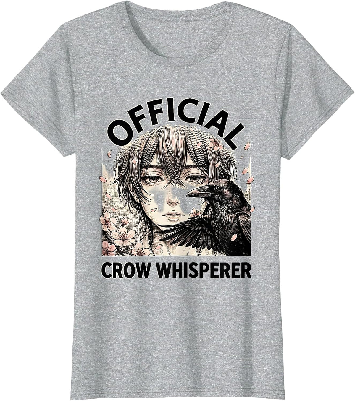 Official Crow Whisperer Bird Lover Design T-Shirt - Heather Grey
