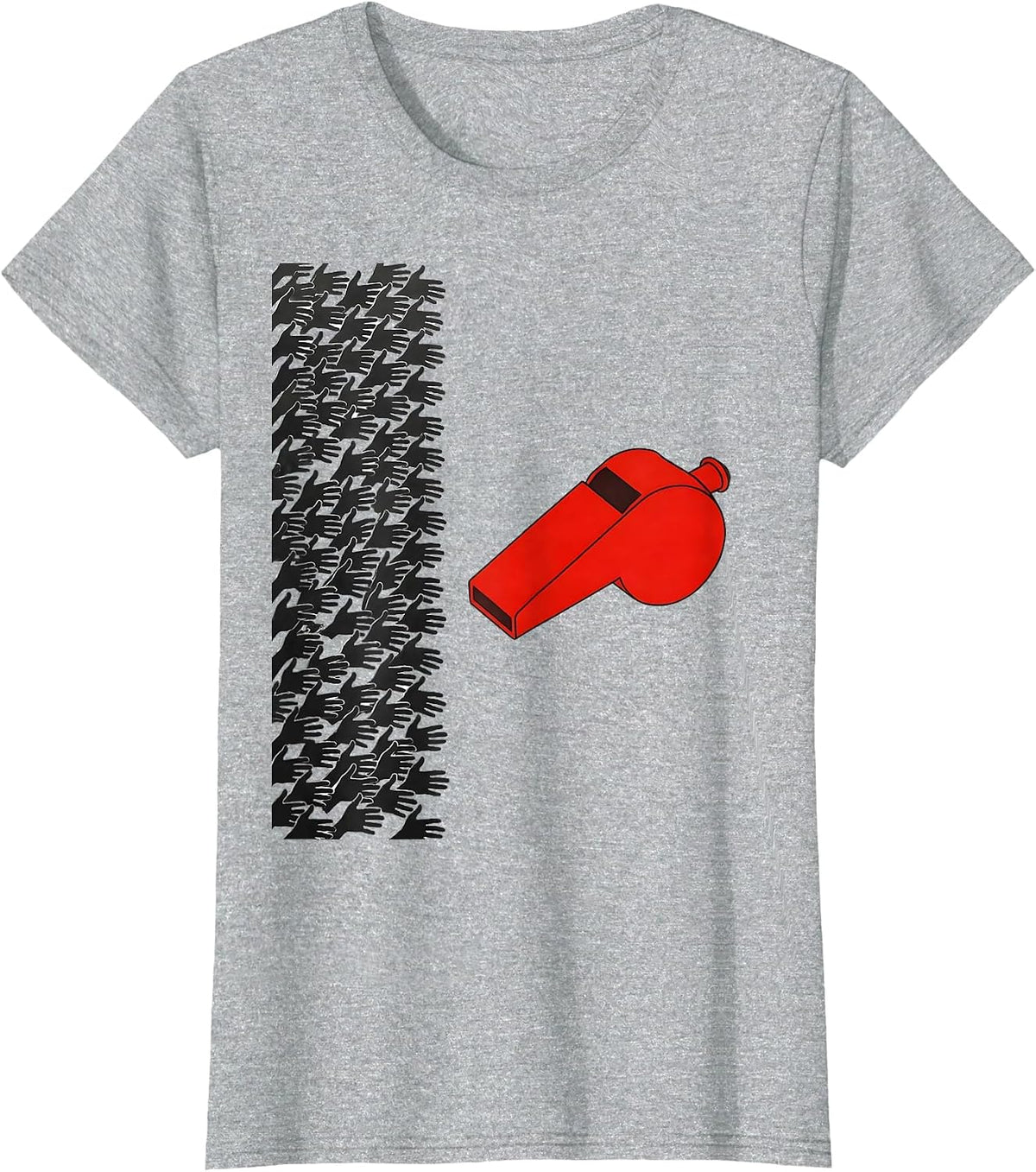 Women's Whistle And Hands Minimalist PE Teacher Back To School T-Shirt - Heather Grey