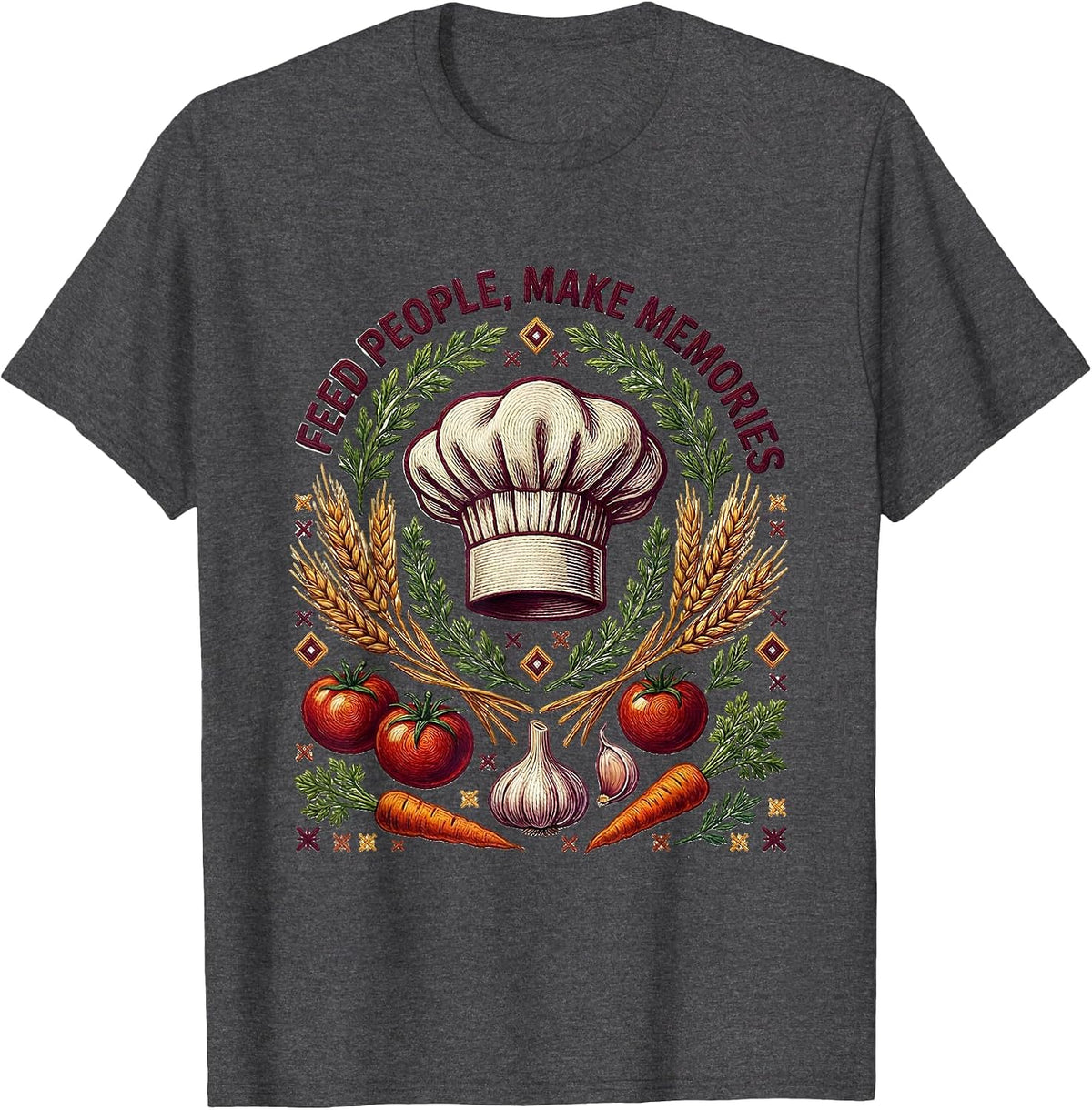 Men's Feed People Make Memories Chef Design T-Shirt - Dark Heather Grey