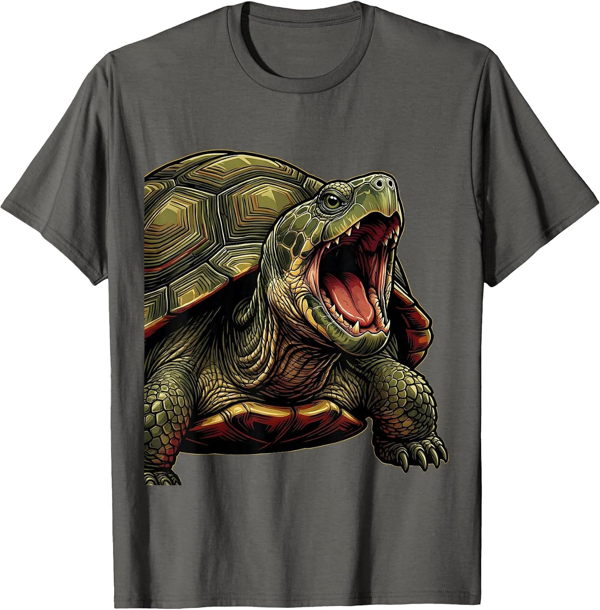 Snapping Turtle Bite Me Graphic Design T-Shirt - Asphalt Grey