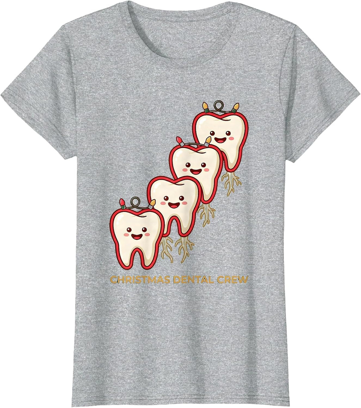 Christmas Dental Crew Funny Dentist Dental Team Christmas T-Shirt - Heather Grey