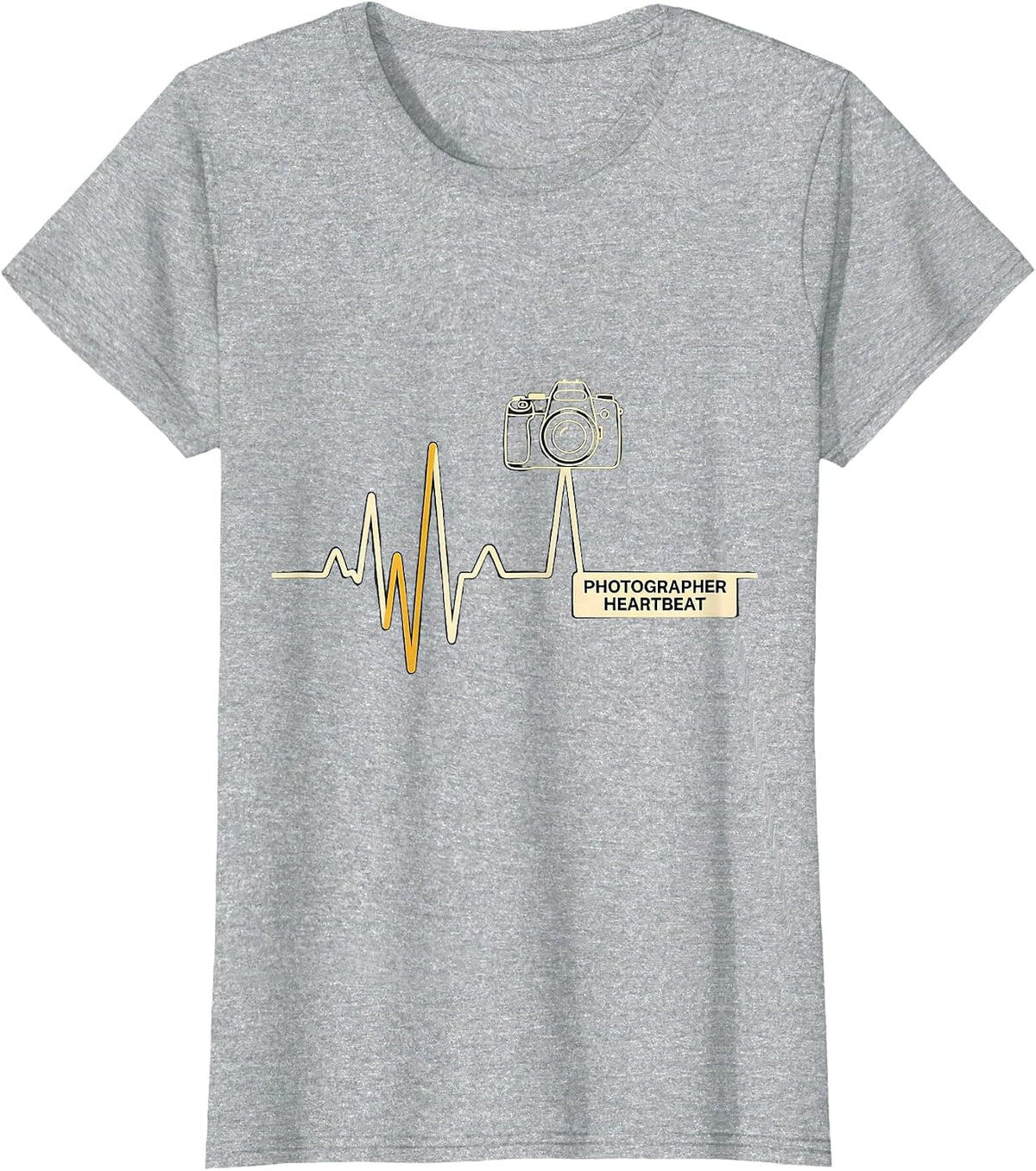 Women's Photographer Heartbeat EKG Pulse Humor Paramedic Gift T-Shirt - Heather Grey