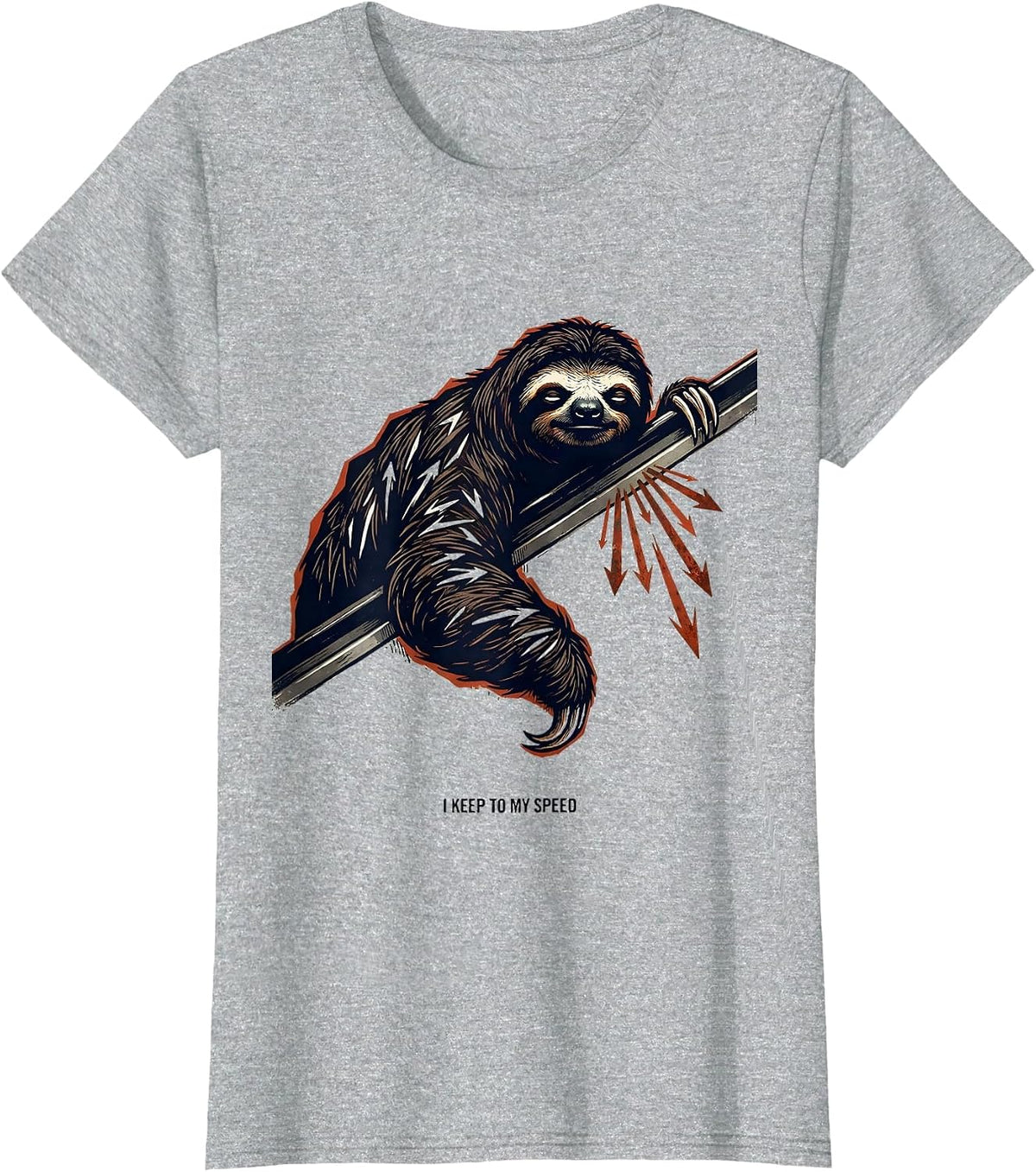 Women's I Keep To My Speed Funny Sloth Lover Animal Humor T-Shirt - Heather Grey