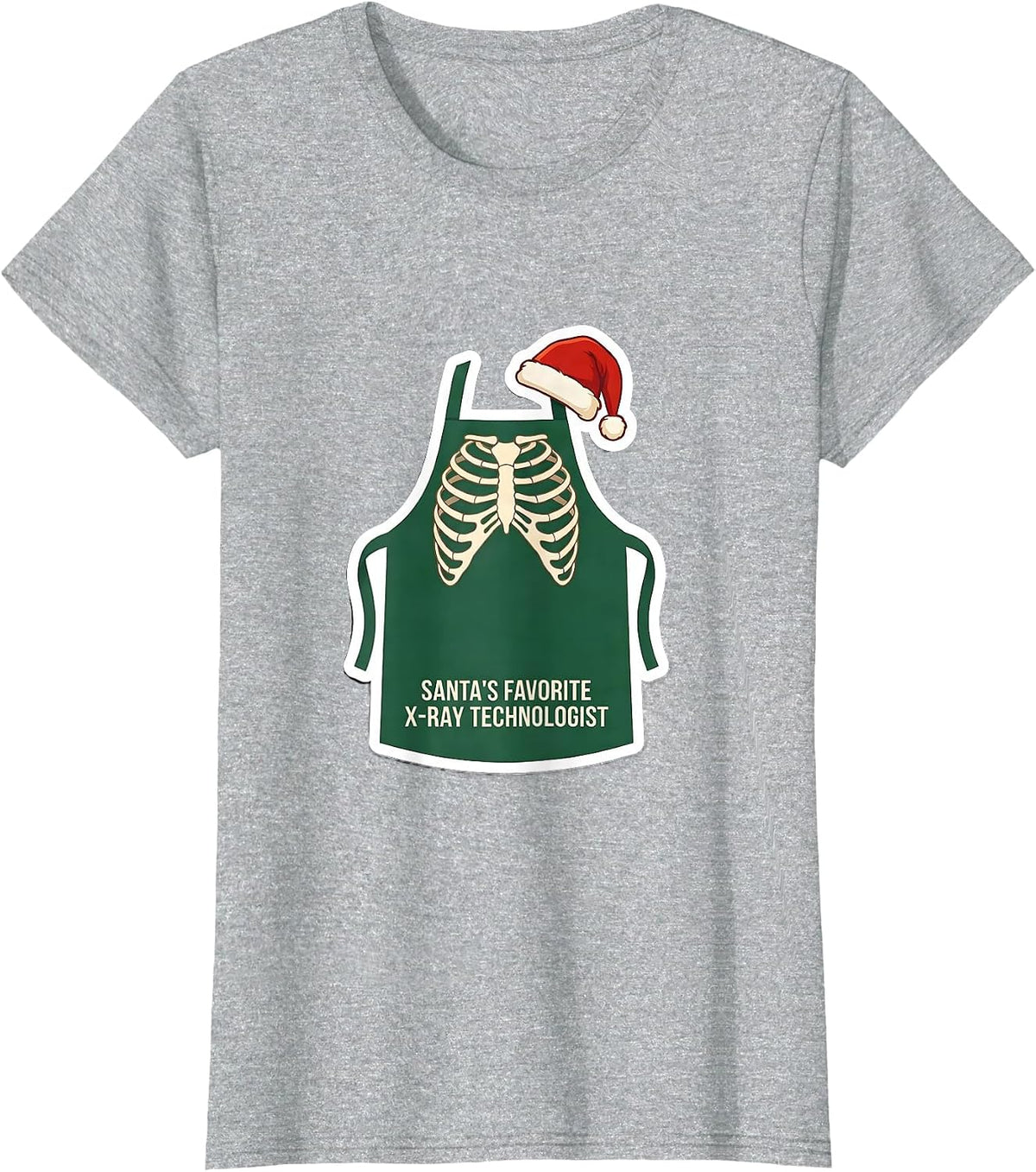 Women's Santa's Favorite X-Ray Technologist Funny Radiology Tech T-Shirt - Heather Grey