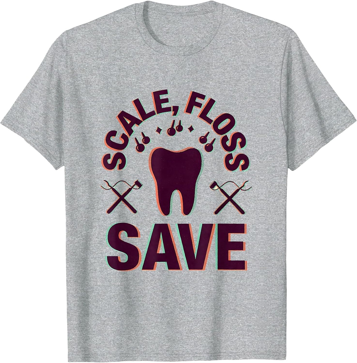 Men's Scale Floss Save Funny Dental Hygienist Humor T-Shirt - Heather Grey