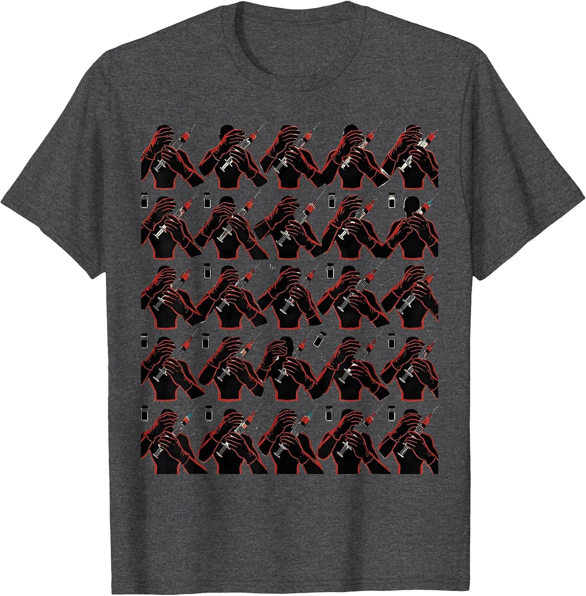 Gloved Hands Vaccine Humor Pharmacy Technician T-Shirt - Dark Heather Grey