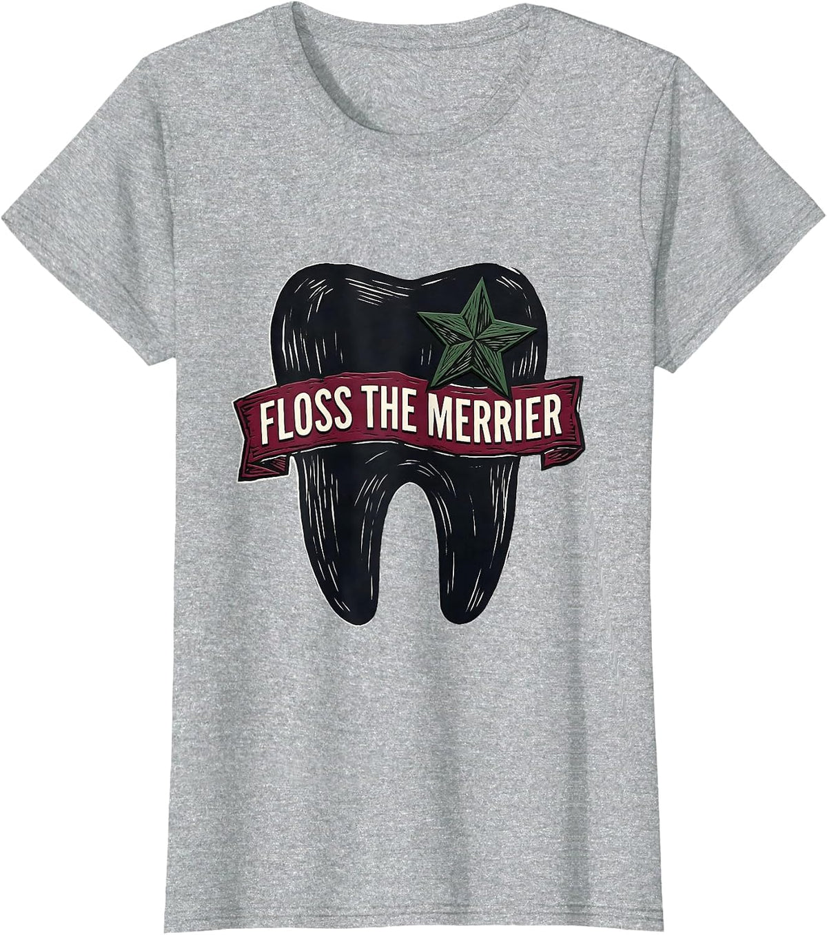 Floss The Merrier Funny Dental Hygienist Dental Assistant T-Shirt - Heather Grey