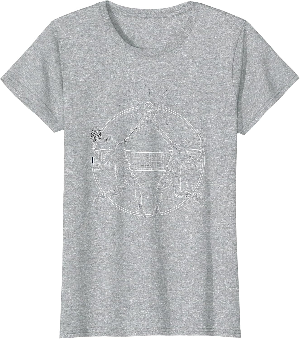 Women's Doubles Tennis Net Leap Graphic Tee T-Shirt - Heather Grey