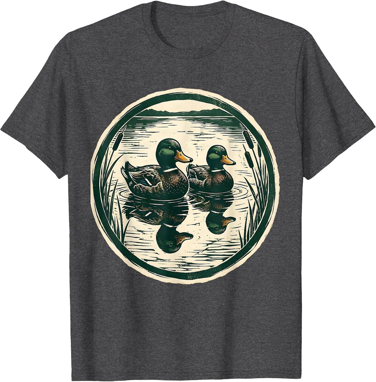 Duck Decoys Floating on Still Water Hunting T-Shirt - Dark Heather Grey