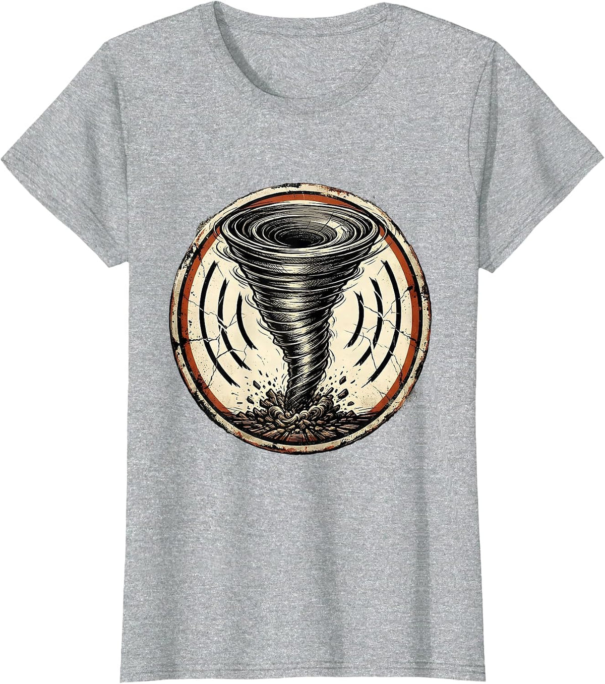 Sealed Tornado Badge Distressed Storm Chaser Meteorology T-Shirt - Heather Grey