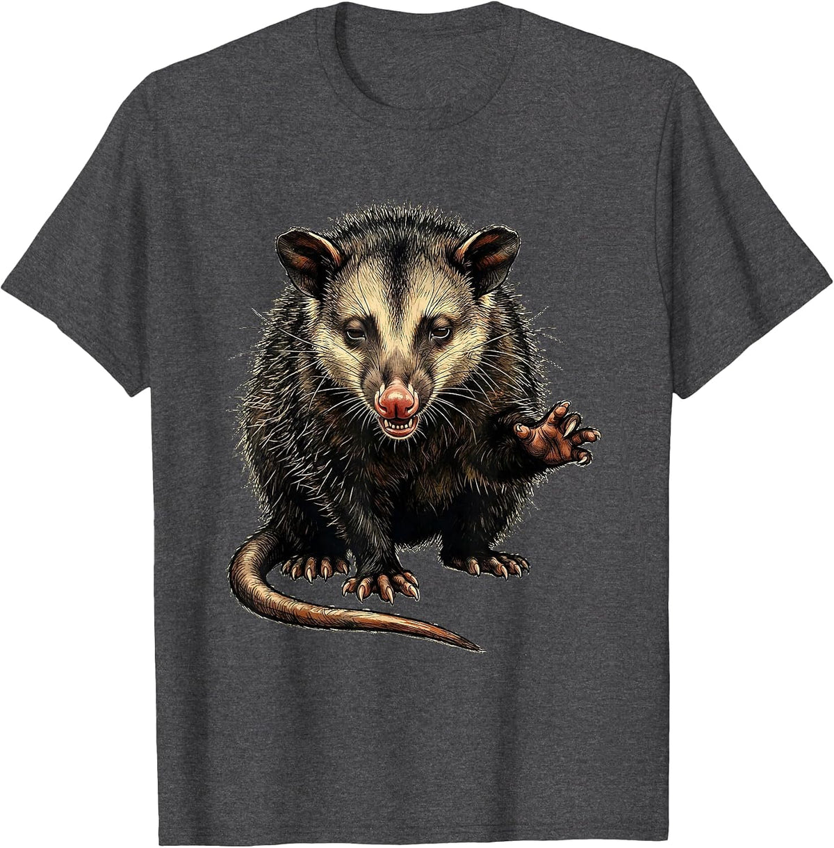 Funny Opossum Absurdist Humor Animal Meme Gift T-Shirt - Dark Heather Grey
