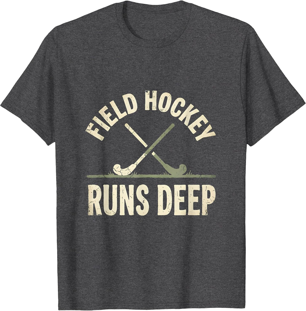 Field Hockey Runs Deep Passionate Player Design T-Shirt - Dark Heather Grey