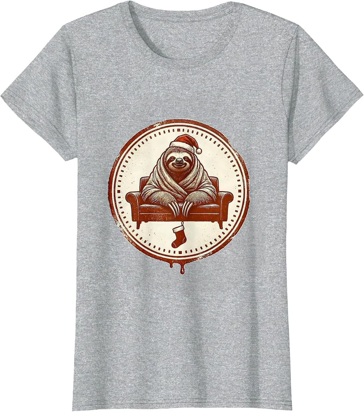 Round Seal Sloth Slack Blanket Stamp Stamp T-Shirt - Heather Grey