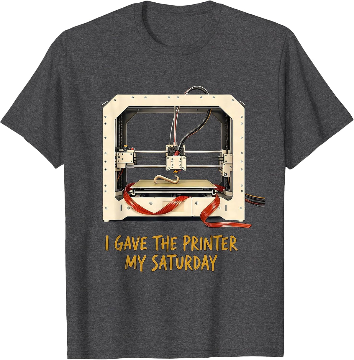 I Gave The Printer My Saturday Funny 3D Printing Geek Gift T-Shirt - Dark Heather Grey