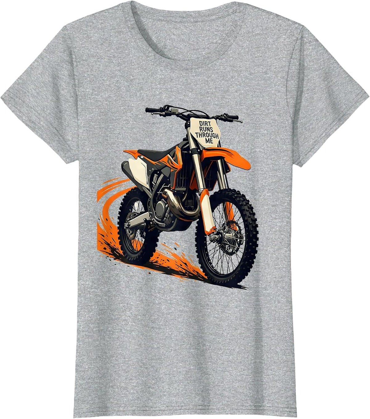 Women's Dirt Runs Through Me Rugged Motocross Bike Rider T-Shirt - Heather Grey