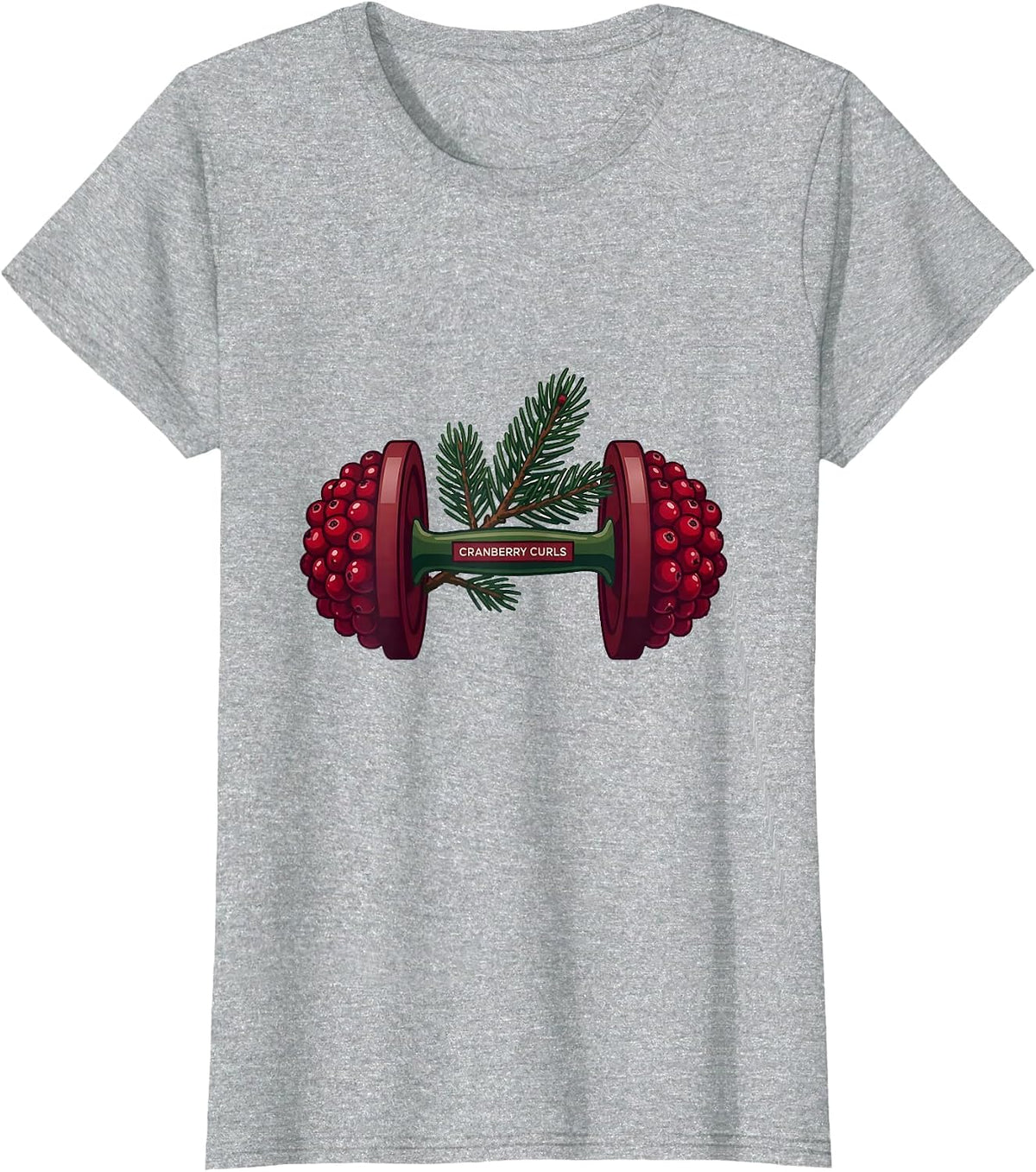 Cranberry Curls Funny Christmas Gym Workout Fitness Gift T-Shirt - Heather Grey