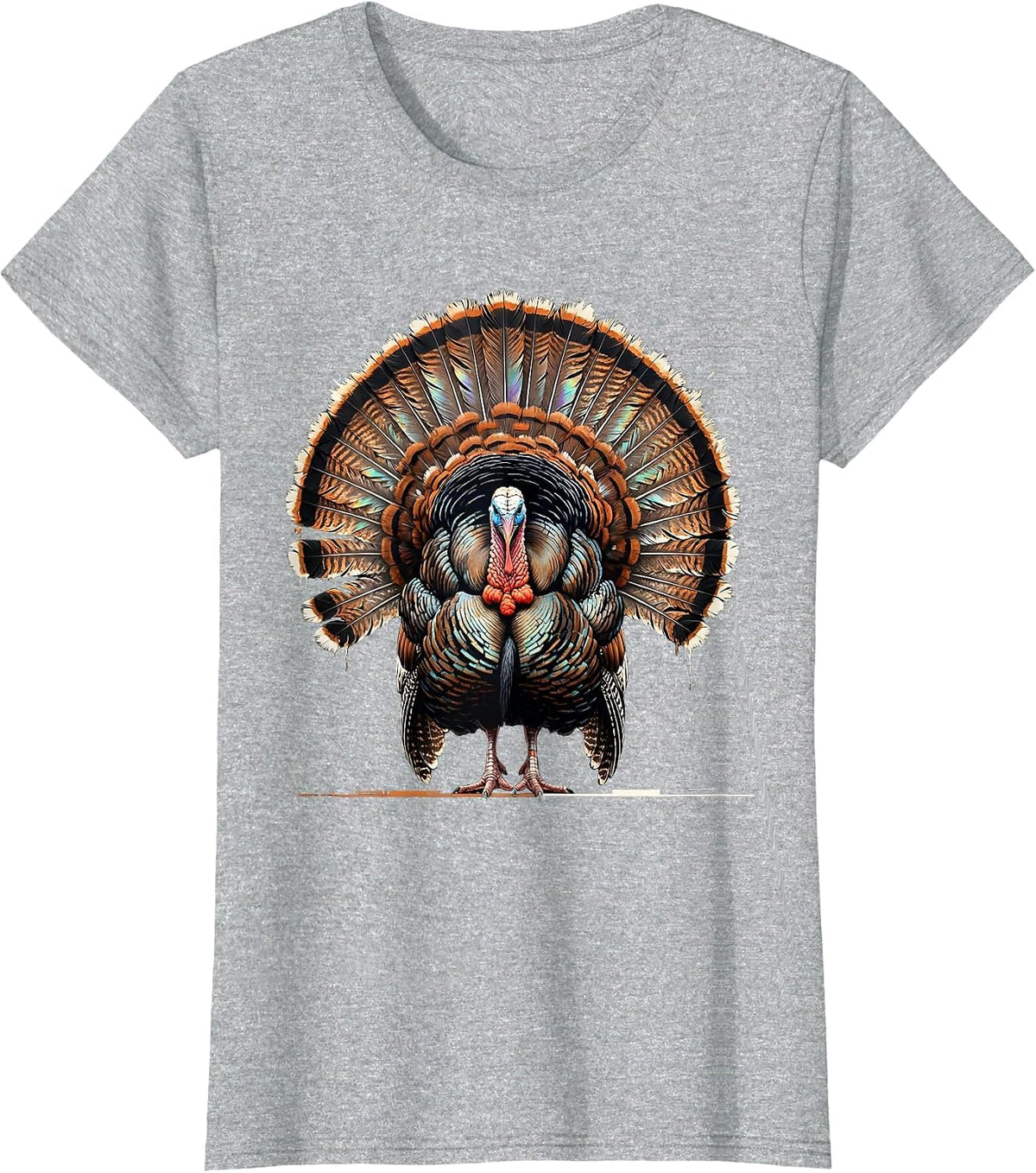 Women's Wild Turkey Fanning Feathers Hunting Graphic T-Shirt - Heather Grey