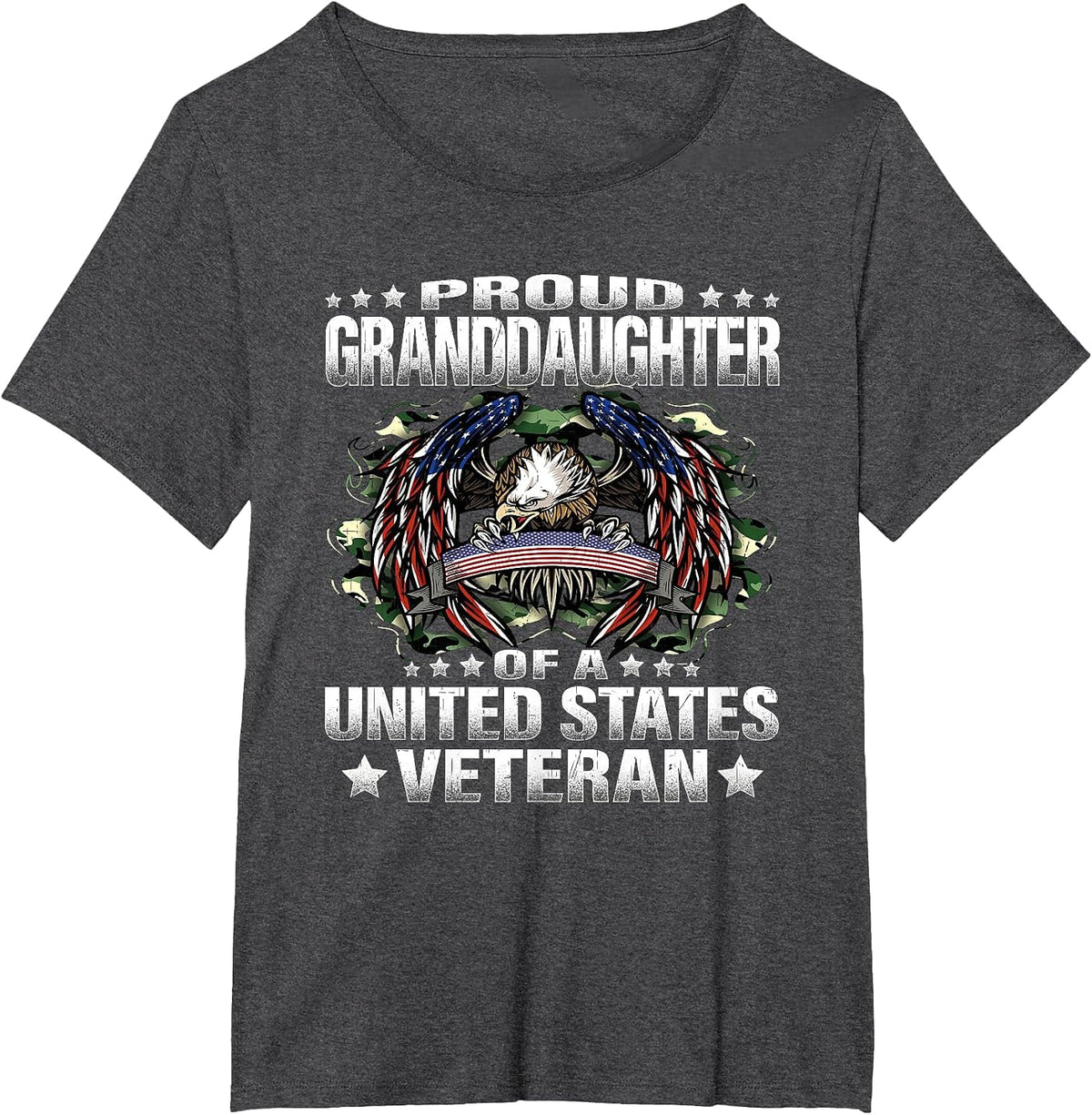 Proud Granddaughter of A United States Veteran Vet's Family T-Shirt - Dark Heather Grey