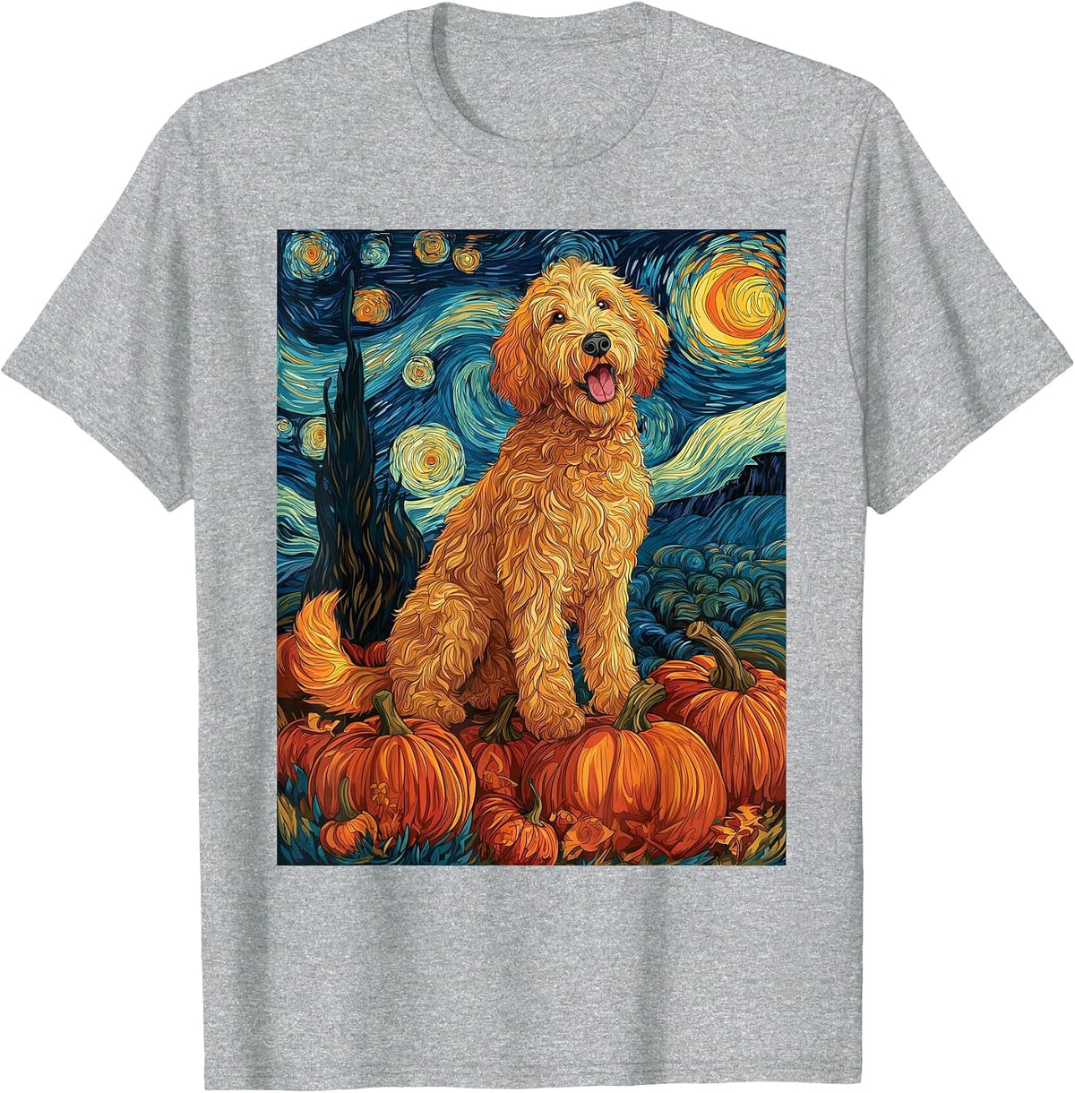 Cute Goldendoodle Fall Autumn Doodle Dog T-Shirt - Heather Grey
