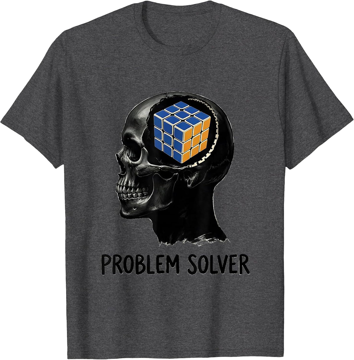 Problem Solver Funny Speed Cubing Puzzle Cube Humor T-Shirt - Dark Heather Grey