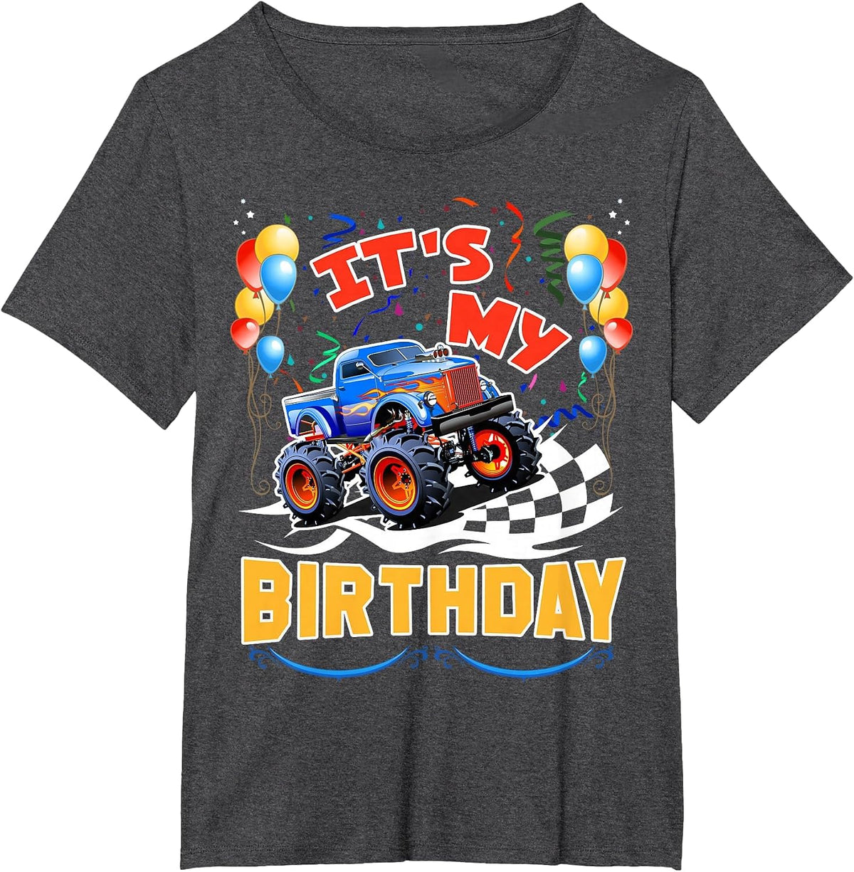 It is My Birthday Boy Monster Truck Car Party Day Kids Cute T-Shirt - Dark Heather Grey