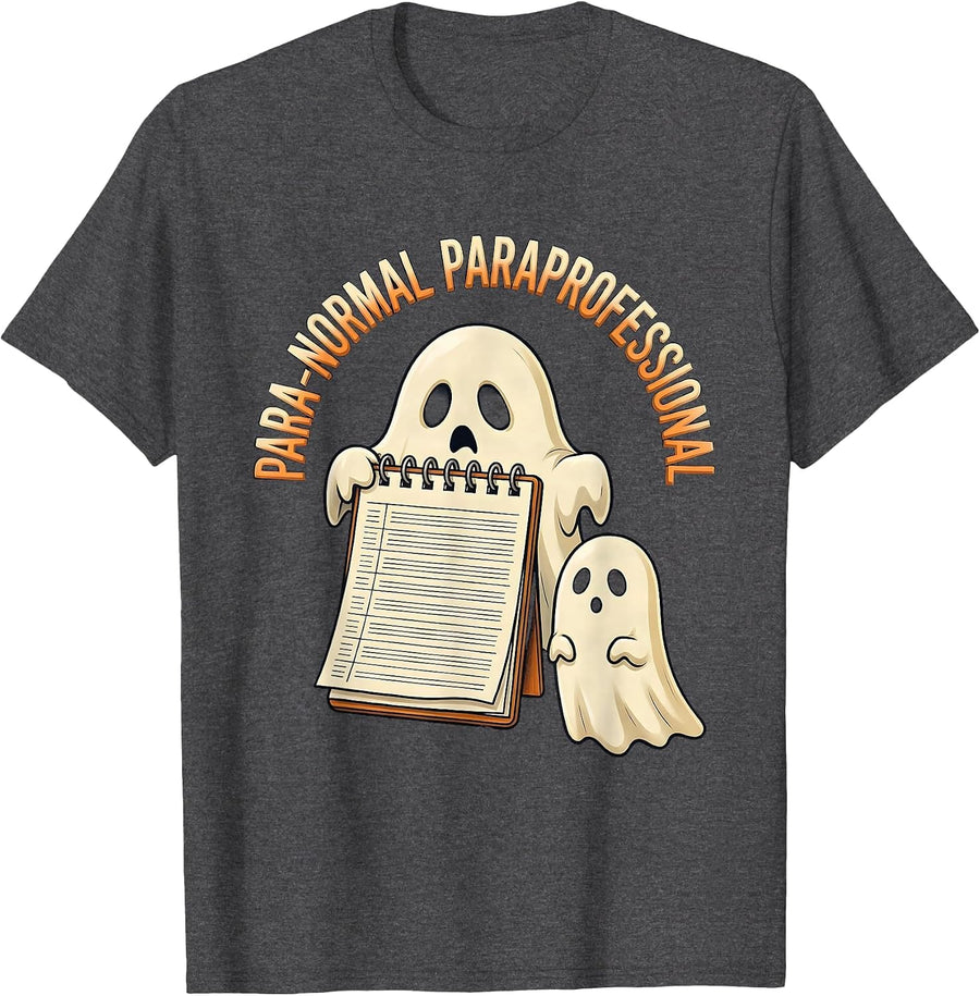 Men's Para-Normal Paraprofessional Ghost Sped Teacher Halloween T-Shirt - Dark Heather Grey
