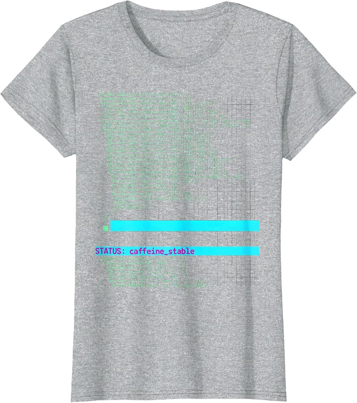 STATUS: caffeine_stable Funny Programmer Nerd Developer T-Shirt - Heather Grey