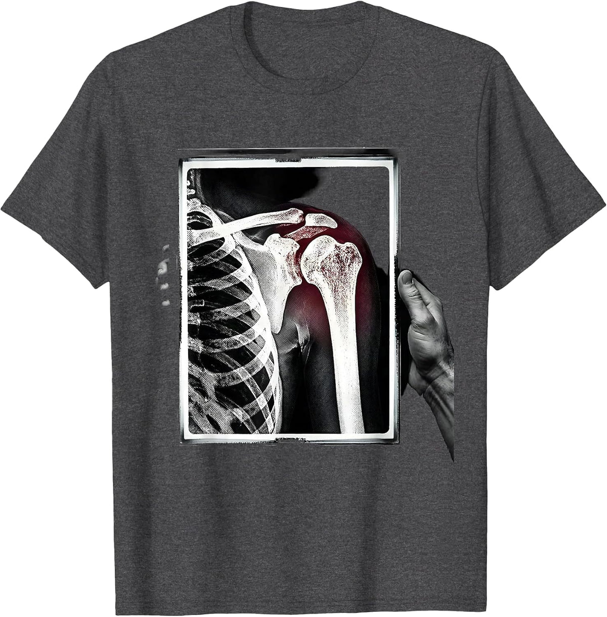 Men's Radiographic Detector Shoulder Joint Radiology Tech Humor T-Shirt - Dark Heather Grey