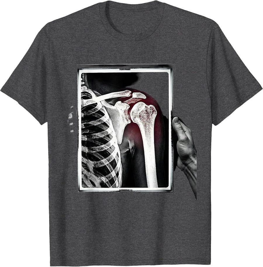 Men's Radiographic Detector Shoulder Joint Radiology Tech Humor T-Shirt - Dark Heather Grey