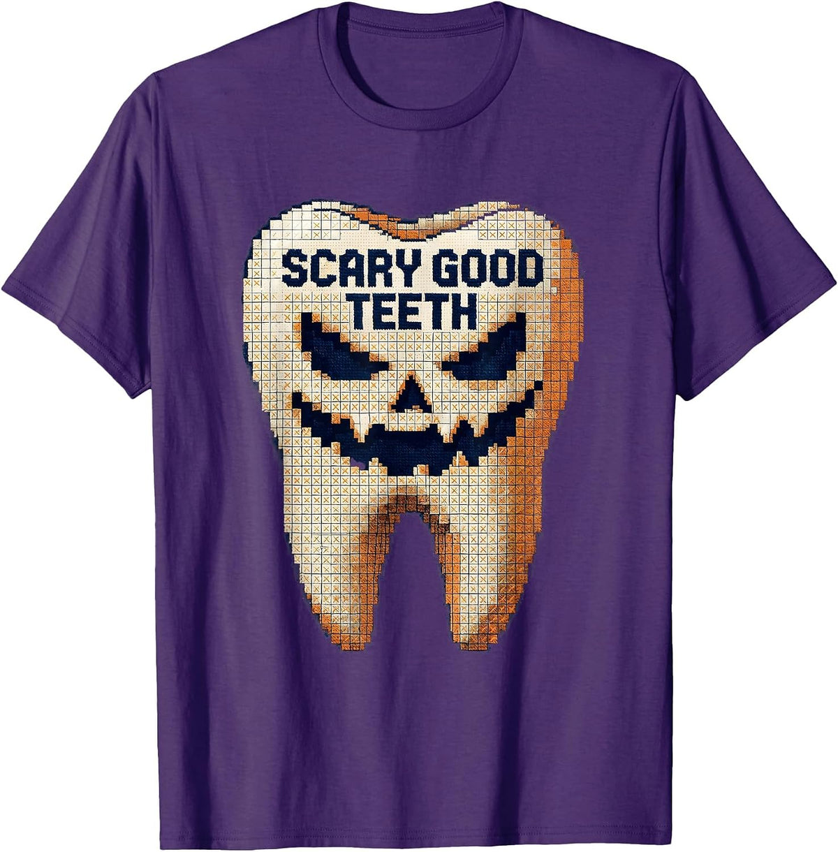 Scary Good Teeth Dental Halloween Design T-Shirt - Purple