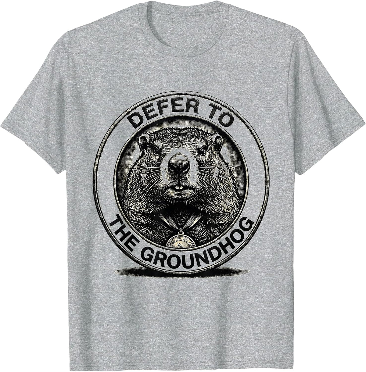 Men's Defer To The Groundhog Funny Groundhog Day Weather Humor T-Shirt - Heather Grey