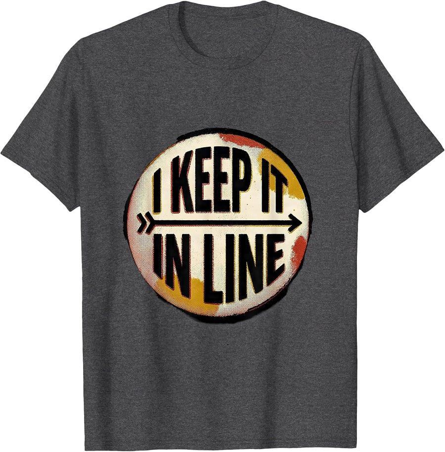 Men's I Keep It In Line Funny Math Teacher Pun Humor Graph T-Shirt - Dark Heather Grey