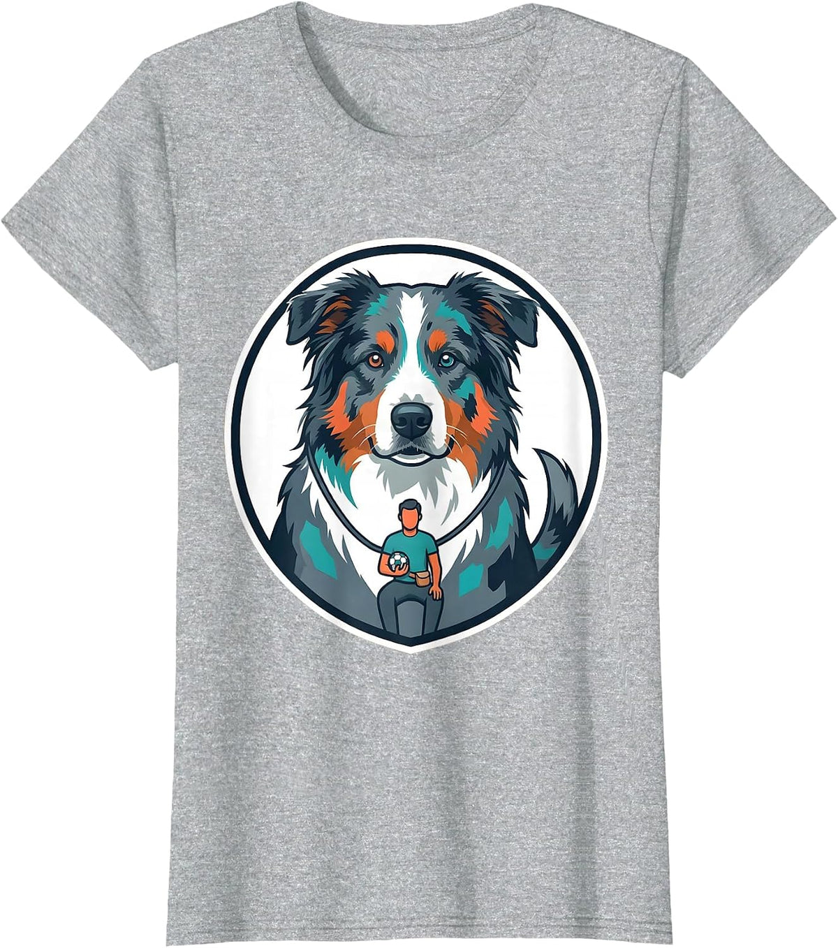 Blue-Merle Aussie Shield Dog Mom Dad Humor Gift T-Shirt - Heather Grey