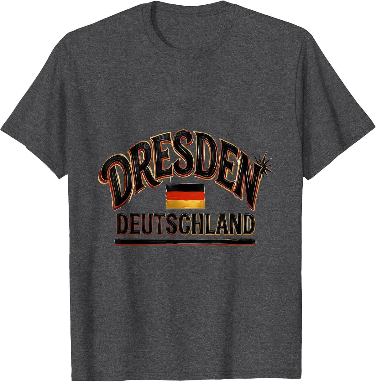 Dresden Deutschland Sign Painter Showcard German National T-Shirt - Dark Heather Grey
