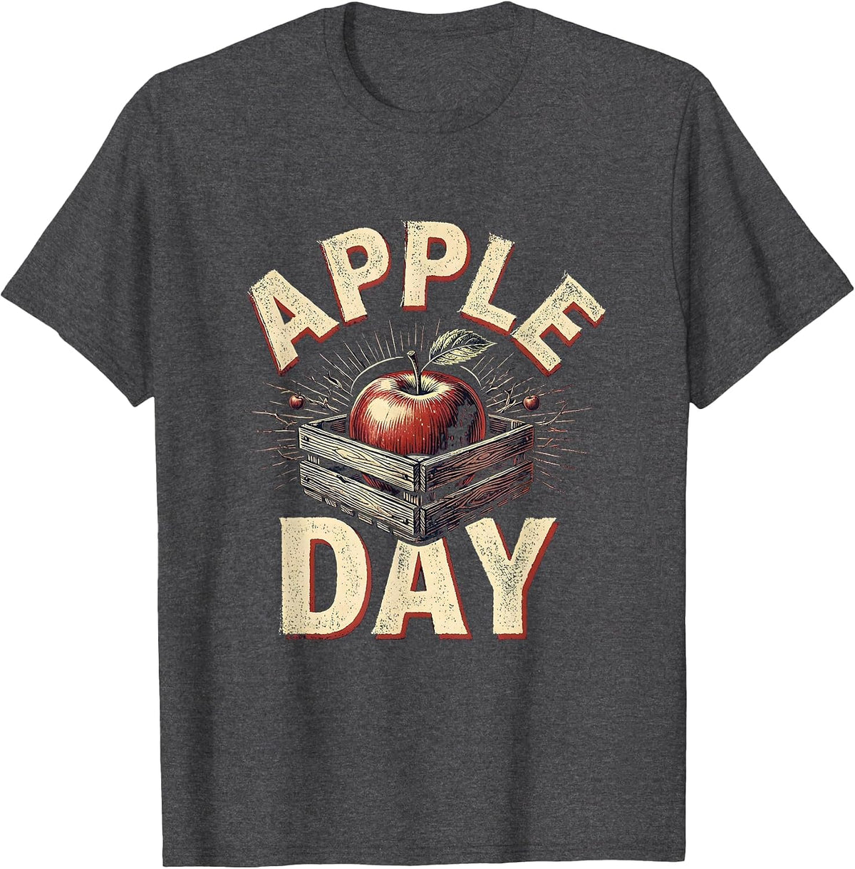 Apple Day Rubber Stamp Apple Lover Fruit Lover Orchard T-Shirt - Dark Heather Grey