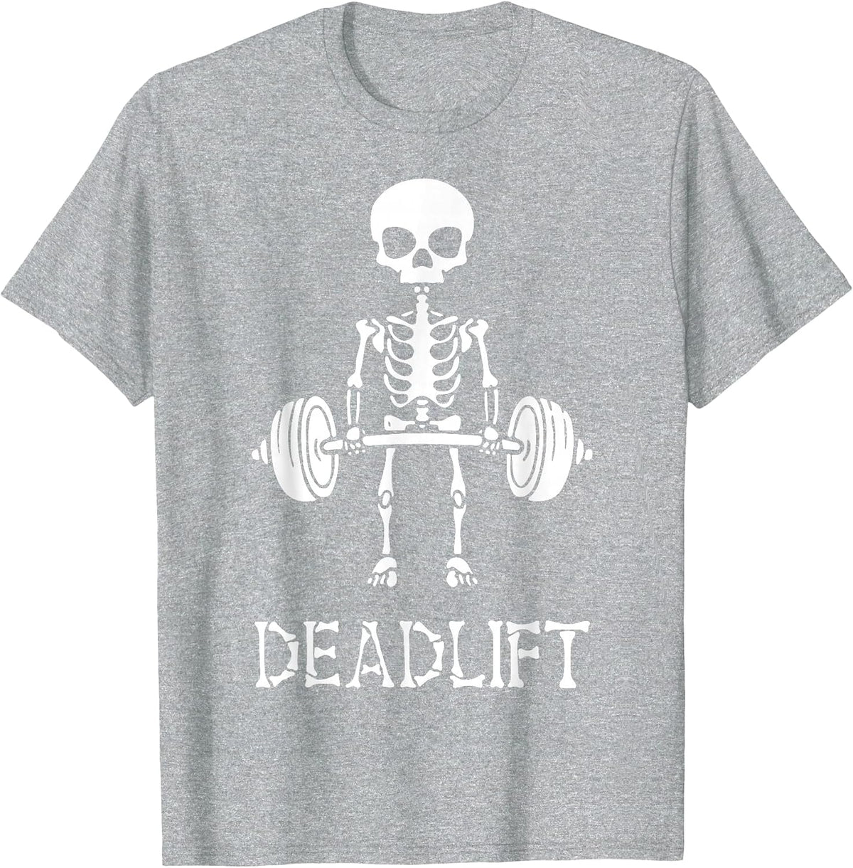 Deadlift Skeleton Gym Weight Lifting Workout Fitness T-Shirt - Heather Grey