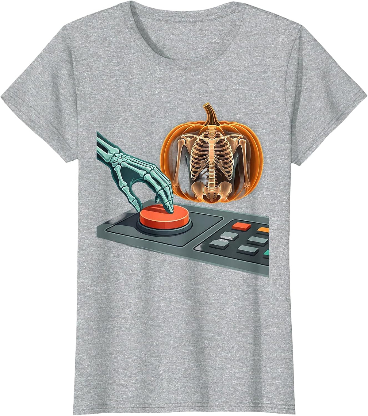 Imaging Console Skeleton Hand Halloween Radiology Tech T-Shirt - Heather Grey