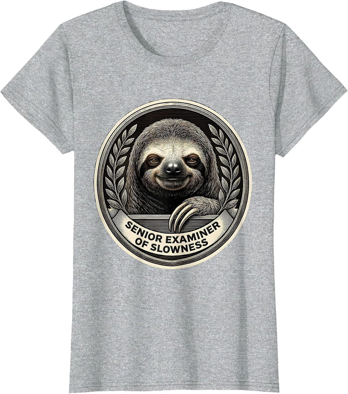 Senior Examiner Of Slowness Funny Sloth Lover Gift T-Shirt - Heather Grey
