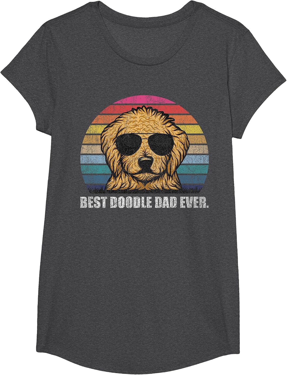 Best Doodle Dad Ever Shirt Vintage Retro Goldendoodle Dad T-Shirt - Girls Dark Heather Grey